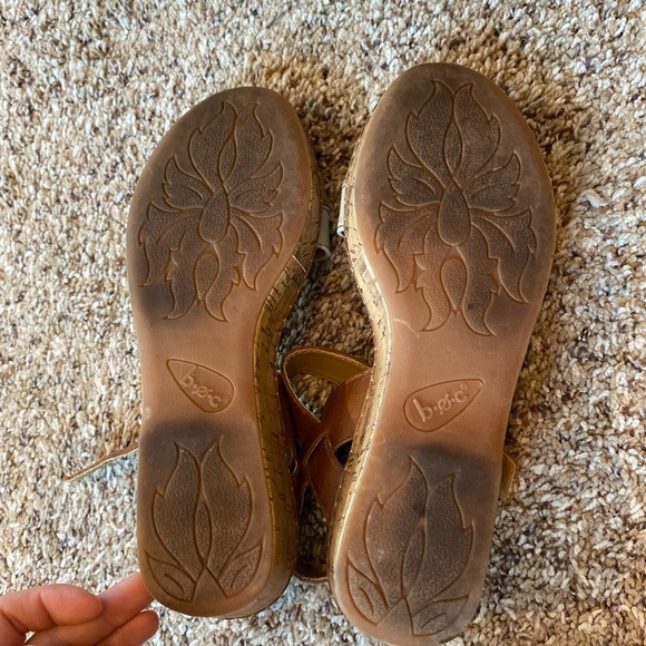 Womens BOC Leather Strappy Sandals size 9 Cork Heel - Picture 5 of 9